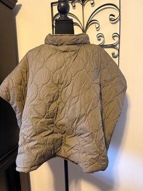 Cost Plus World Market Olive Quilted Short Cape Jacket